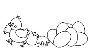 Chicken coloring pages for kids. Chicken Hatched From Egg Coloring Pages Netart