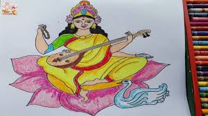 The divine goddess saraswati has always been known as the keeper of the arts, intelligence, wisdom and learning; Kids Drawing Book Simple Lord Saraswati Drawing For Kids Hd New 2019 Youtube