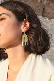 Thomas McGurrin: Square Bamboo Motif Earrings in Fine Silver and 22k Gold