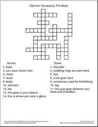 German Crossword Body Writing Forms German Word Puzzles