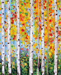 Birch Trees In Fall Paintings Pin By Karen S Fine Art On Beautiful Landscapes And Water Birch Tree Art Abstract Flower Painting Tree Art