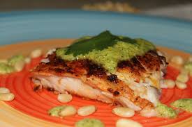 Grilled Nile Perch With A Yellow Pepper Cilantro Pesto Recipe Stuffed Peppers Perch Recipes Cilantro Pesto