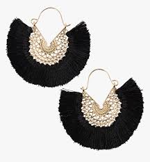 black fringe fan earrings earrings hd png download transparent png image pngitem black fringe fan earrings earrings