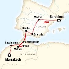 Map Of The Route For Spain Morocco By Rail G Adventures Spain Itinerary Morocco Itinerary Backpacking Spain