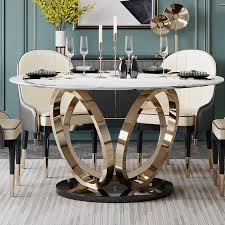 Maybe you would like to learn more about one of these? 1 3m Modern Luxury Marble Round Dining Table Simple Creative Stainless Steel Dining Table With Turntable Living Room Furniture Dining Tables Aliexpress