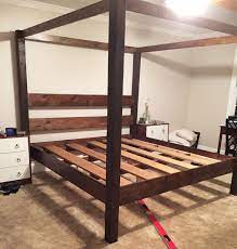 Diy king upholstered canopy bed tutorial. Minimalist Rustic Modern King Canopy Bed Ana White