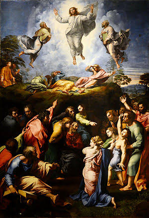 Image result for Raphael Transfiguration, 405 x 278 cm."
