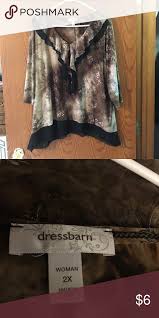 Dressbarn Top Dressbarn Top Features Ruffle Neck And 3 4 Length Sleeves Dressbarn Tops Tunics Dressbarn Clothes Design Length Sleeve