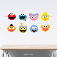 Sesame Street Banner Abby Elmo Cookie Monster Party Decor Garland Birthday Printable Party Cake Topper Sesame Street Birthday Party Cookie Monster Party Elmo And Cookie Monster