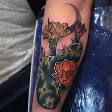 Extremely Nice Flowers With Prickly Pear Cactus Tattoo On Arm Sleeve Cactus Tattoo Tattoo Designs Men Tattoo Designs