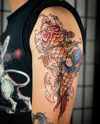 Sometimes he rides upon the massive fish, steering it through the. Frog Riding A Three Eyed Koi Fun One On Paulronka Tatouage Carpe Tatouage Carpe Koi Carpe Koi