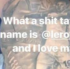 Raheem has many tattoos across his whole body. Manchester City Raheem Sterling Lastert Uber Leroy Sanes Rucken Tattoo Welt