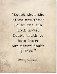 Romantic Quote Poster Doubt Thou The Stars Are Fire Shakespeare Hamlet Literary Print For School Library Office Or Home Literary Quotes William Shakespeare Quotes Literature Quotes