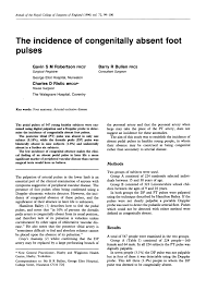 Pdf The Incidence Of Congenitally Absent Foot Pulses