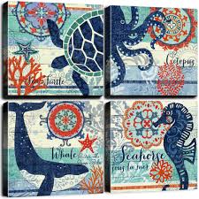 While whimsical themes and favorite characters make for engaging spaces, they are also quickly outgrown. Beach Wall Decor Canvas Prints Wall Art Bathroom Framed Artwork Ocean Life Themed Painting Coastal Teal Blue Sea Animal Turtle Octopus Seahorse Whale Picture Bedroom Decoration 12x12 Inch 4 Panels Set Buy Online