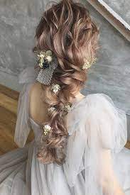 33 Wedding Hairstyles With Flowers For Your Fairytale Day Flowers In Hair Long Hair Styles Tree Braids Hairstyles