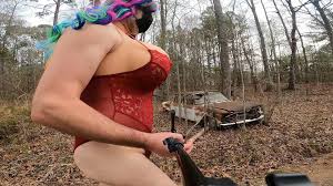 Giant Fake Boobs Crossdresser Walking in the Woods in Lingerie Jon  Scarecrow Masturbation in the Woods: Gay Porn