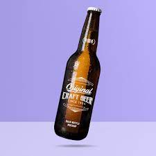 Download Cold Crafted Levitating Studio Amber Glass Beer Bottle Mockup Psd Template
