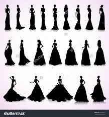 Set Of Female Silhouettes In Wedding Dresses Wedding Silhouette Woman Silhouette Fashion Silhouette