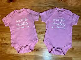 Womb Mates Onesie Twin Gift Idea Twins Funny Twins Gift Baby Etsy In 2021 Twin Girls Baby Shower Twin Baby Shower Gifts Twins Onesies Girl