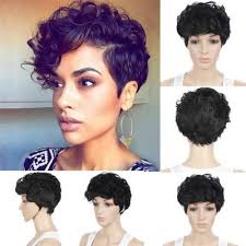 Alicia keys's curly pixie hair with shaved side. Fidgetgear Lace Front Wig Loose Short Wavy Bob Curly Black Women Synthetic Hair Pixie Cut Curly Hair Wig Amazon In Home Kitchen