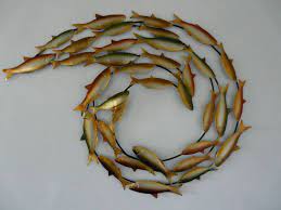 Contemporary Metal Wall Art Swirling Fish Shoal Metal Fish Wall Art Fish Wall Art Wall Sculpture Art