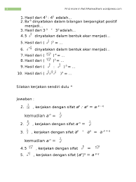 Pdf contoh soal pangkat dan akar kelas 9 smp plus kunci jawaban. Soal Dan Jawaban Pangkat Tak Sebenarnya Smp Kelas Ix