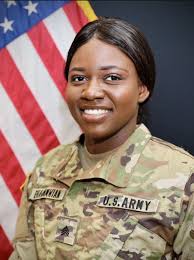 Sgt. Mary Ehiarinmwian assigned to 523rd Engineer Support Company, 84th  Engineer Battalion. An Army supply sergeant who pulled a fellow Soldier  from a burning car was recognized as USO, Soldier of the