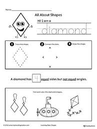 All About Diamond Shapes Shapes Worksheets Shape Worksheets For Preschool Shapes Kindergarten