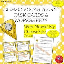 Vocabulary Task Cards Including Idioms To Be Used With Spencer Johnson S Book Who Moved My Cheese For Teens T Vocabulary Task Cards Task Cards Vocabulary