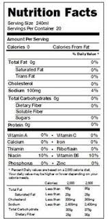 powerade zero nutrition label best