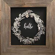 Our cursive wreath monogram letter is 12'' tall and custom made of a high quality cabinet grade all products cut on 1/4 mdf are weather resistent and suitable for outdoors.wooden cursive wreath. Farmhouse Barnwood Picture Frame With Metal Wreath