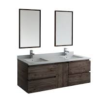 Fresca bath fvn8040go largo vanity with wavy double sinks, gray oak. Fresca Formosa 60 Wall Hung Double Sink Modern Bathroom Vanity W Mirrors Overstock 27034105