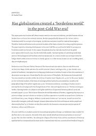 Pdf Has Globalisation Created A Borderless World In The Post Cold War Era