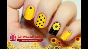Dibujos fáciles para hacer decoración de uñas en casa de forma sencilla. Unas Decoradas Con Girasol Youtube