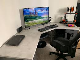 Here are some images of the progress… Custom Built Ikea Corner Desk Measured A Few Times To Make Sure I Had The Angles Right Cable Mgmt And Wall Mount Will Be Next Battlestations