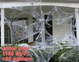 Outdoor halloween decorations including 12ft spider webs 4pcs 49in mega gian. 1100 Sqft Fake Spider Web Halloween Party Outdoor Decorations Import It All
