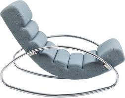 Kare Design Schommelstoel Manhattan Stof Blauw 81x62x110 Schommelstoel Manhattan Blauw