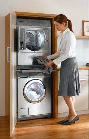 Ce meuble a ete fabrique sur mesure en mdf de 19 mm. Meuble Pour Machine A Laver Avec Porte En Bois Pour Deco De Buanderie Basement Kitchen Laundry Room Home Staging