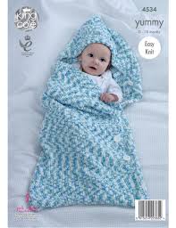 To keep the young one warm and healthy. King Cole Yummy Knitting Pattern 4534 Cocoon And Blanket Chenille Yarn Chenilleyarn Co Uk