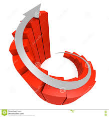 Red Winding Bar Chart With White Arrow Stock Illustration