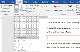 Membuat Tabel Microsoft Word Menambah Menghapus Baris Kolom Cara Tutorial Terbaru