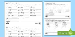 Order Of Operations Pemdas Speed Solving Activity