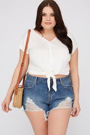 Refuge Plus Size Super High Rise Distressed Girlfriend Denim Short Dark Blue 16