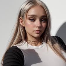 A woman with long blonde hair and a white top - SeaArt AI