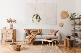 Living room stylish interior with artificial plants as decoration. Bring The Outdoors In With Our Favorite Ways To Display House Plants