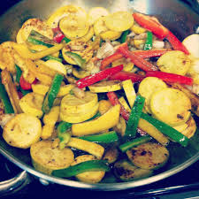 Paleo Stir Fry Yellow Squash Red Yellow And Green Peppers With Onions Sauteed In Coconut Oil Paleo Recipes Dinner Healthy Entrees Stuffed Peppers