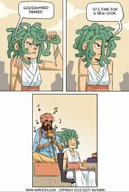 Medusa Has A Good Hair Day Funny Comic Strips Funny Cartoons Funny Comics