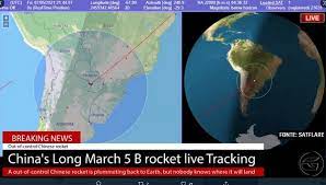 Sigue la trayectoria del cohete chino que podría impactar en la tierra este sábado. Psvg50cppz Nm