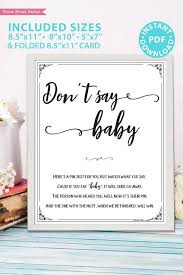 Don T Say Baby Game Sign Printable Rustic Style Press Print Party